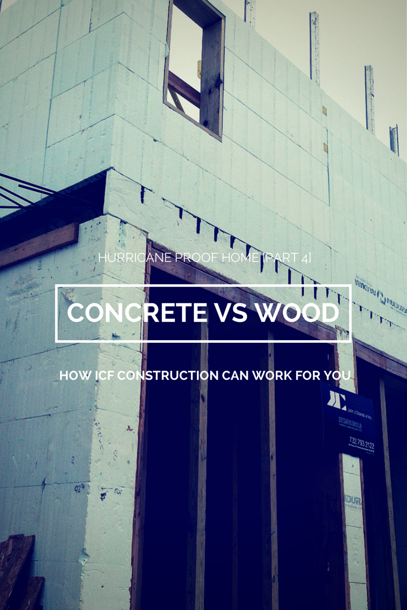 Diagram comparing ICF concrete construction to traditional stick-frame wood wall assembly