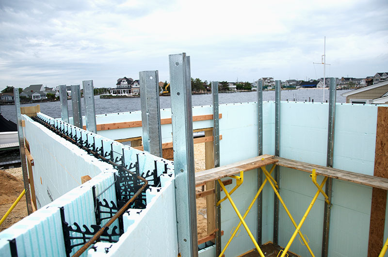 Cross-section of an ICF wall showing foam and concrete layers